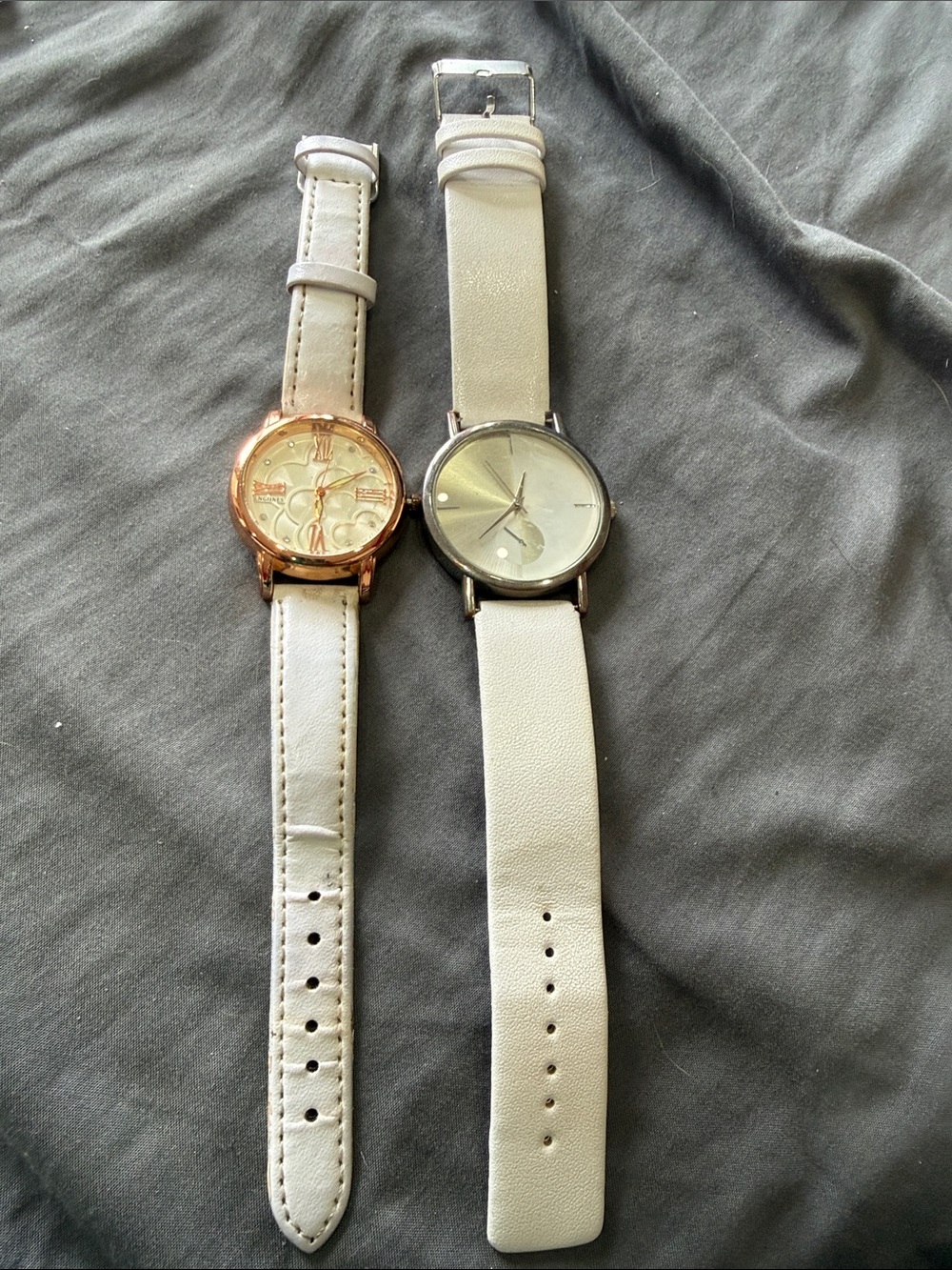 White Leather Strap unisex Fashion Watch - Minimal Dial